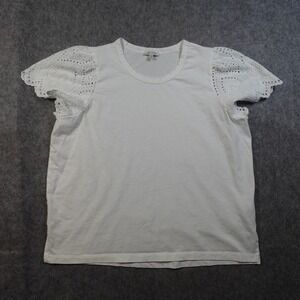 Ella Moss Top Juniors Extra Large White Eyelet Cap Sleeve Crew Neck Tee